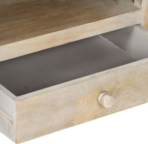 Table basse rectangulaire 2 tiroirs manguier massif gris brossé Justin - Photo n°4