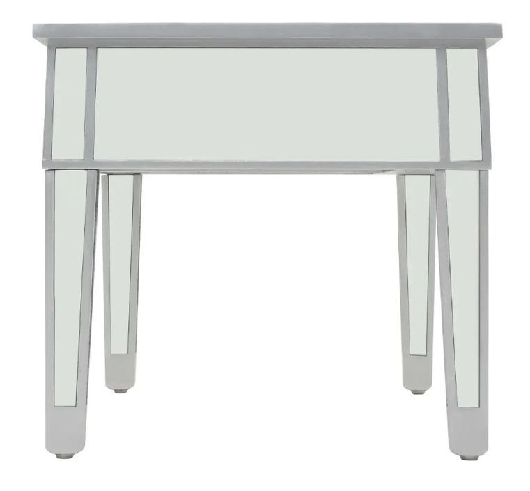 Table basse rectangulaire 2 tiroirs miroir et bois blanc brillant Glossy - Photo n°4
