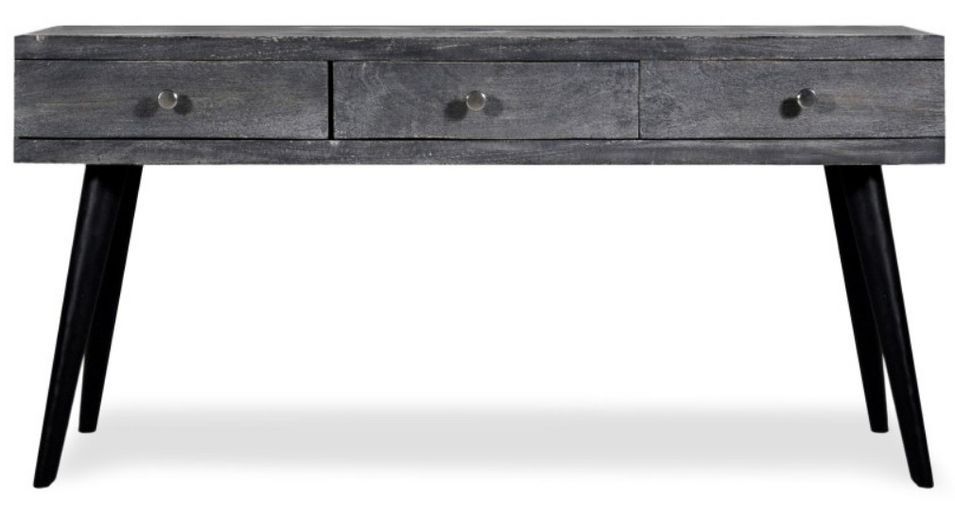 Table basse rectangulaire 3 tiroirs bois gris Naya - Photo n°1