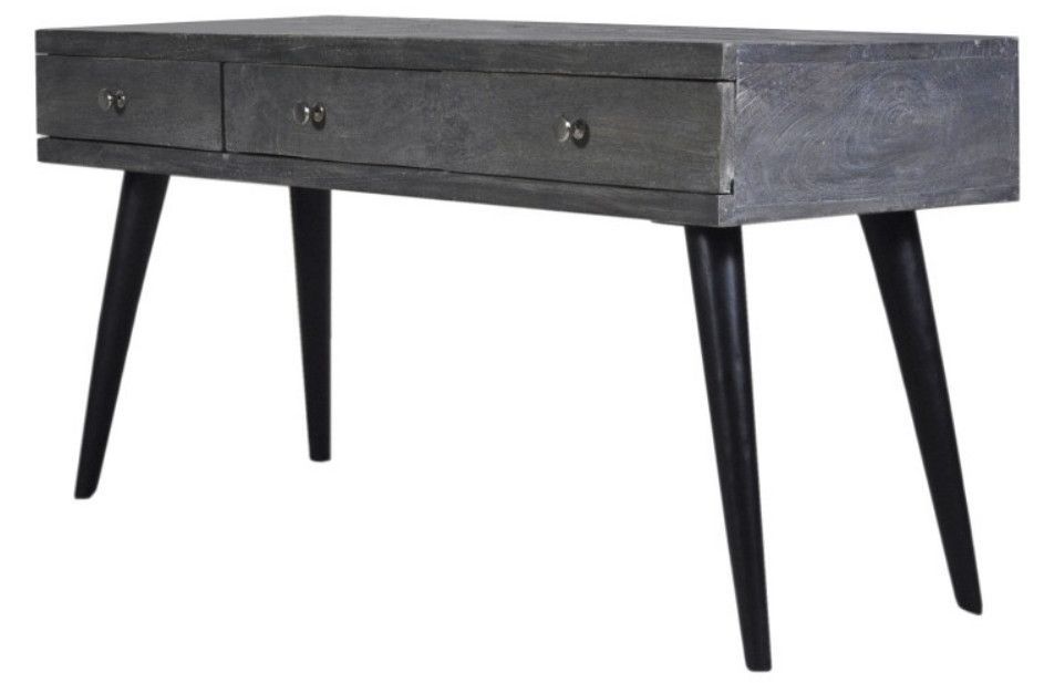Table basse rectangulaire 3 tiroirs bois gris Naya - Photo n°2