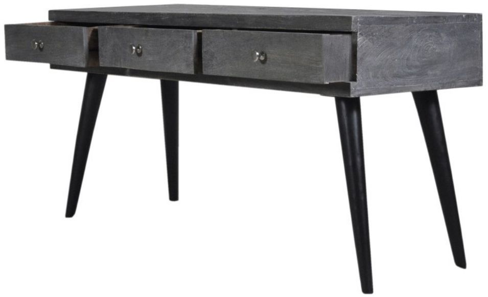 Table basse rectangulaire 3 tiroirs bois gris Naya - Photo n°3