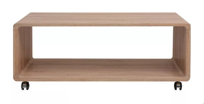 Table basse rectangulaire à roulettes bois clair Xina - Photo n°2