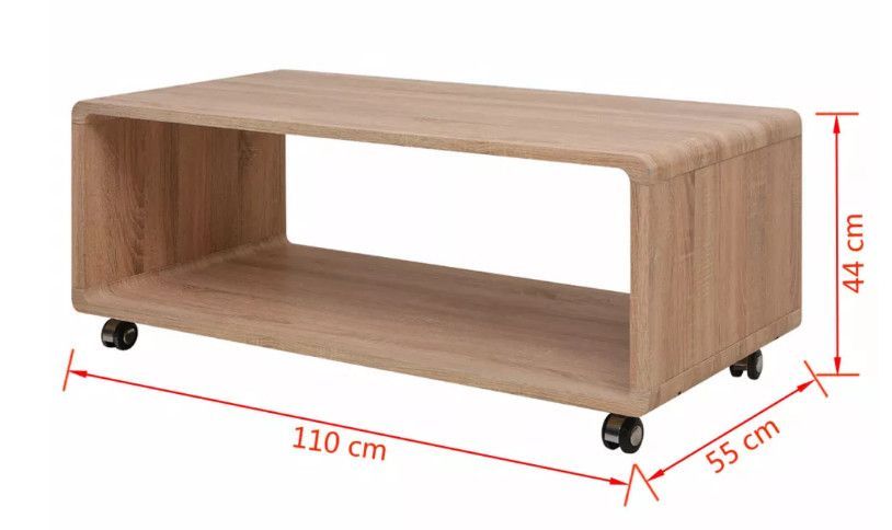 Table basse rectangulaire à roulettes bois clair Xina - Photo n°4