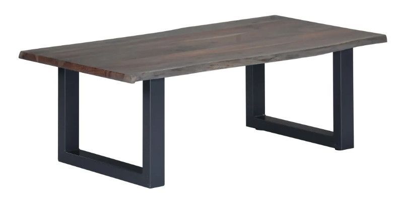 Table basse rectangulaire acacia massif et métal noir Miji - Photo n°1