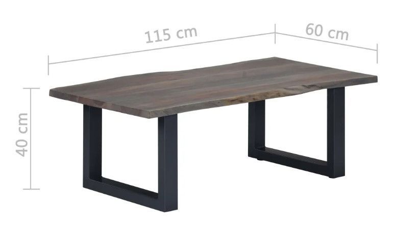 Table basse rectangulaire acacia massif et métal noir Miji - Photo n°6