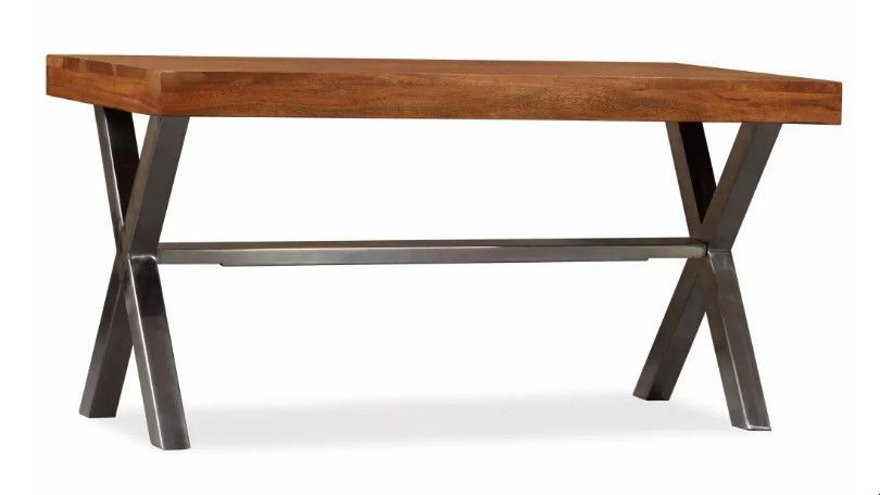Table basse rectangulaire acacia massif laqué et pieds métal gris Valdy - Photo n°1