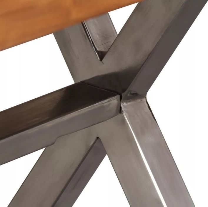 Table basse rectangulaire acacia massif laqué et pieds métal gris Valdy - Photo n°4