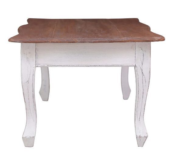Table basse rectangulaire acajou massif clair et blanc Jeannel - Photo n°3
