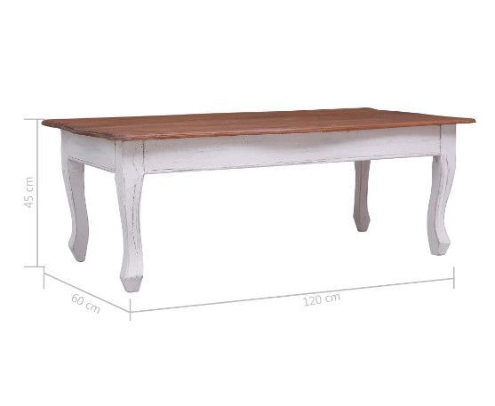 Table basse rectangulaire acajou massif clair et blanc Jeannel - Photo n°6