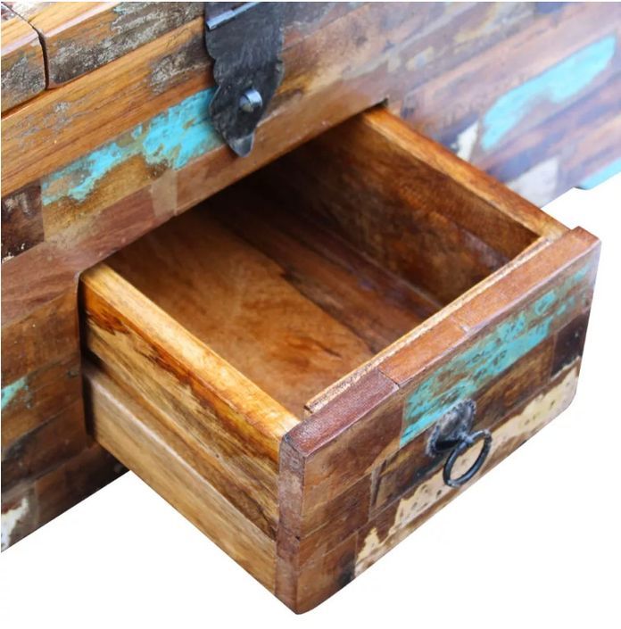 Table basse rectangulaire avec coffre bois massif recyclé Lau - Photo n°5