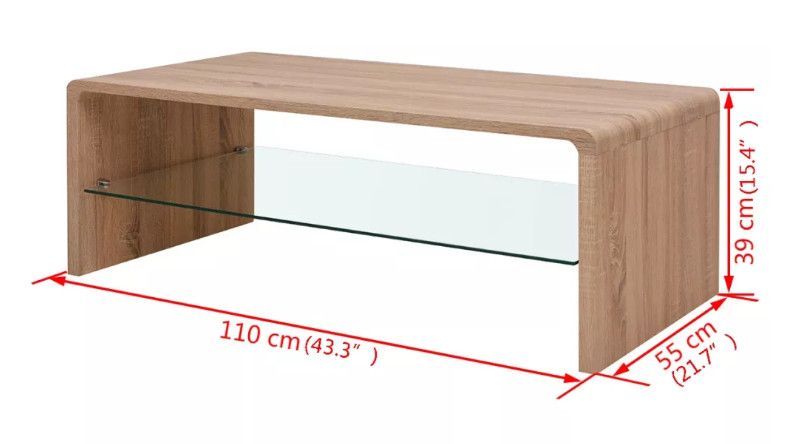 Table basse rectangulaire bois beige et verre trempé Leila - Photo n°4