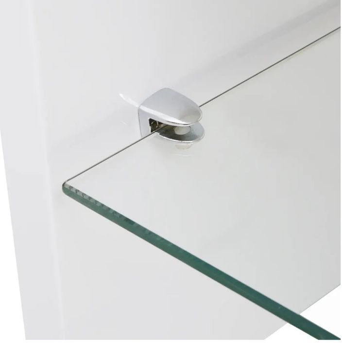 Table basse rectangulaire bois blanc brillant et verre trempé Leila - Photo n°3