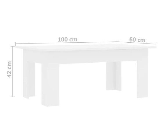 Table basse rectangulaire bois blanc brillant Léonie - Photo n°6