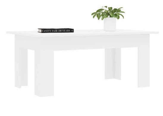 Table basse rectangulaire bois blanc brillant Léonie - Photo n°1
