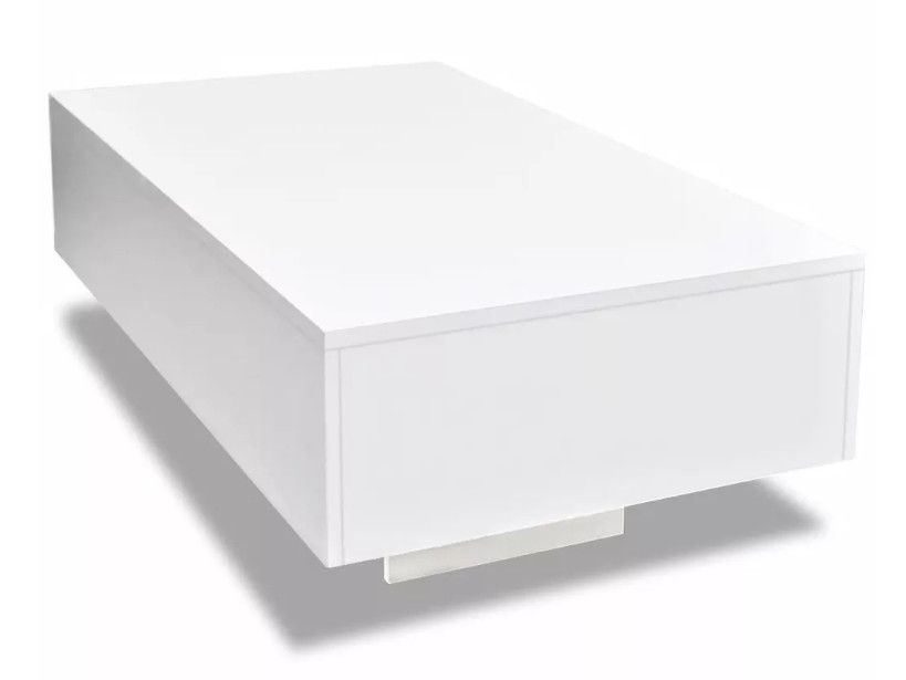 Table basse rectangulaire bois blanc brillant Winter L 85 - Photo n°1