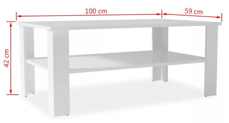 Table basse rectangulaire bois blanc Dimer 100 cm - Photo n°5