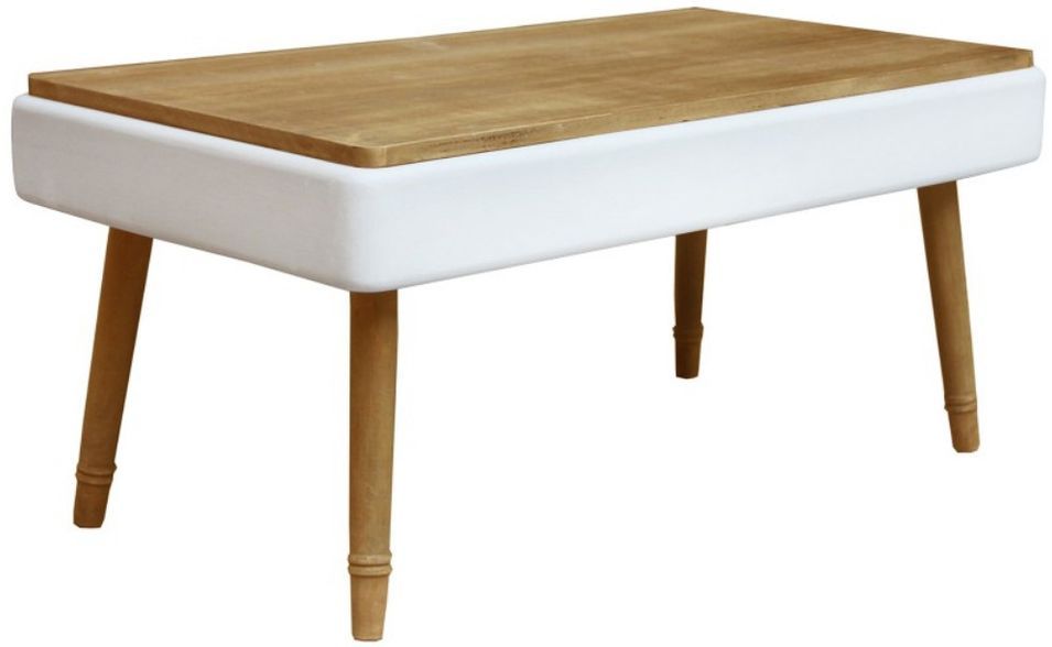 Table basse rectangulaire bois blanc et clair Haziel - Photo n°1