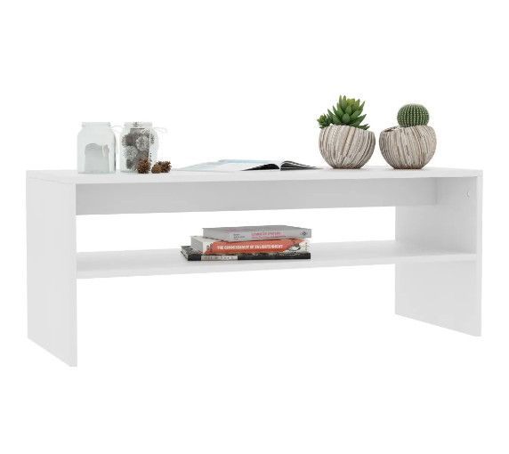 Table basse rectangulaire bois blanc Sonya - Photo n°1
