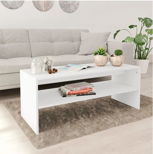 Table basse rectangulaire bois blanc Sonya - Photo n°2