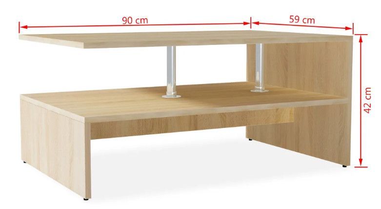 Table basse rectangulaire bois chêne clair Chickie L 90 x H 42 x P 59 cm - Photo n°6