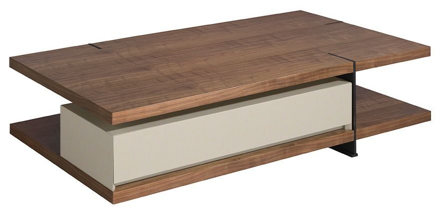 Table basse rectangulaire bois de noyer et MDF bicolore Lofia - Photo n°1