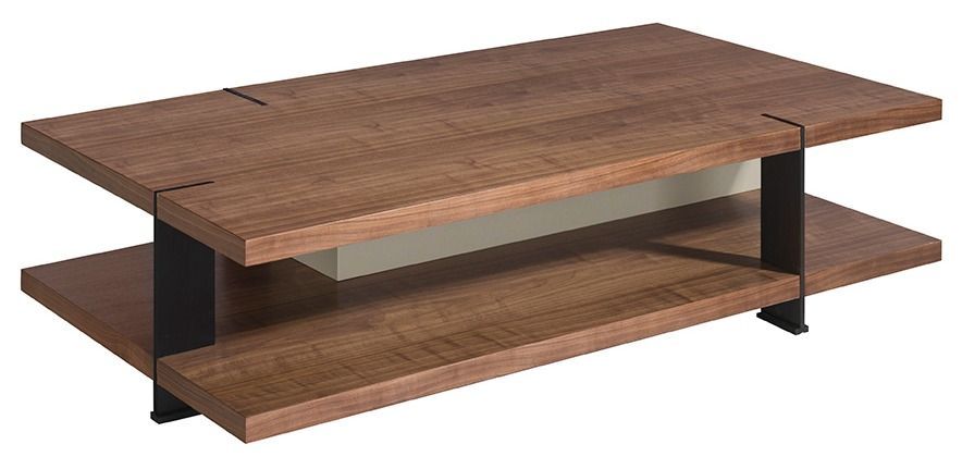 Table basse rectangulaire bois de noyer et MDF bicolore Lofia - Photo n°2