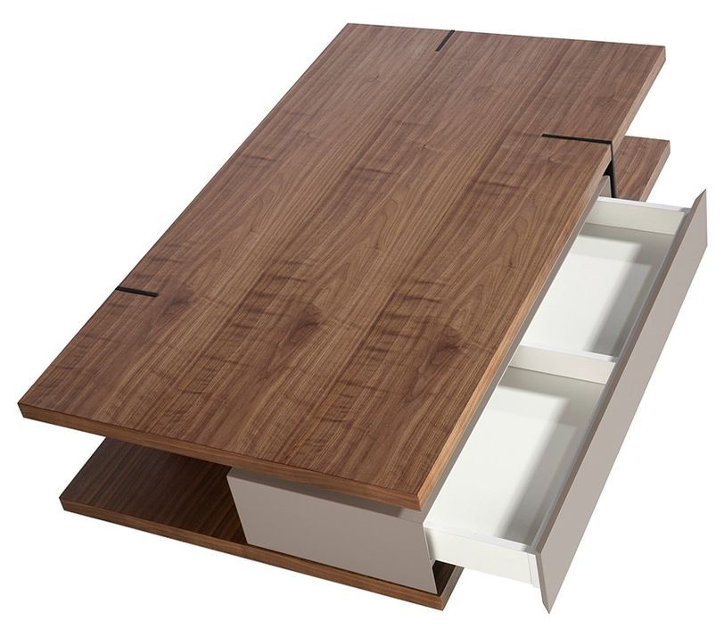 Table basse rectangulaire bois de noyer et MDF bicolore Lofia - Photo n°3