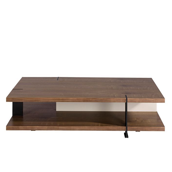 Table basse rectangulaire bois de noyer et MDF bicolore Lofia - Photo n°4