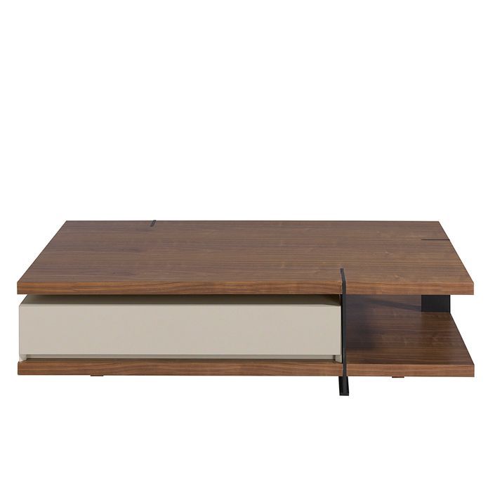 Table basse rectangulaire bois de noyer et MDF bicolore Lofia - Photo n°5