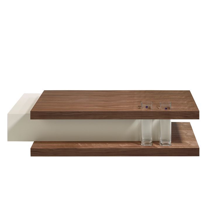 Table basse rectangulaire bois de noyer et MDF bicolore Lofia 2 - Photo n°6
