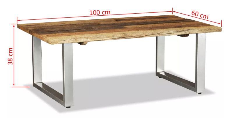 Table basse rectangulaire bois de traverses recyclé et pieds métal blanc Mousty - Photo n°4