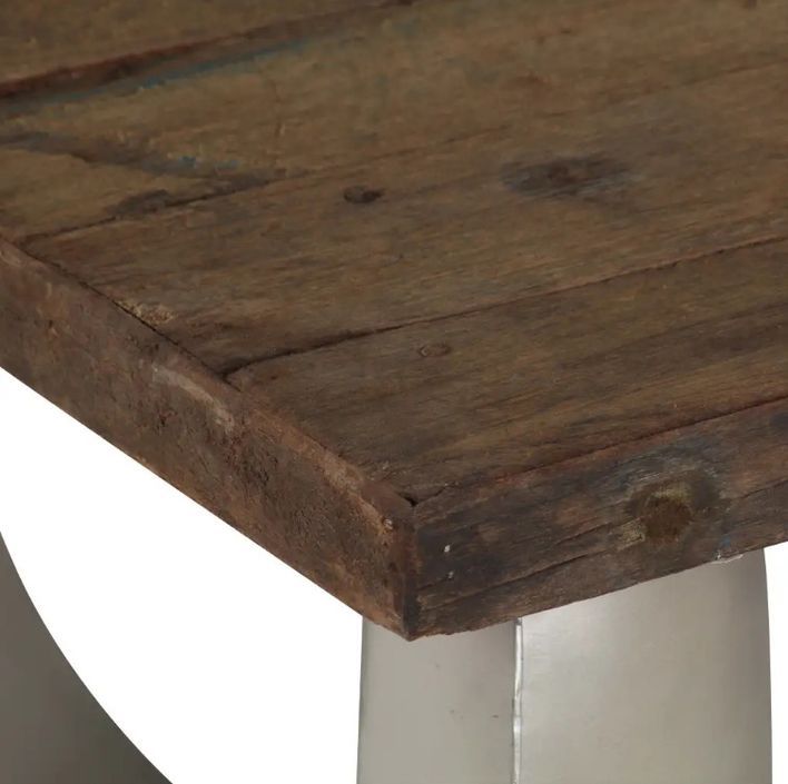 Table basse rectangulaire bois de traverses recyclé et pieds métal gris Mousty - Photo n°7