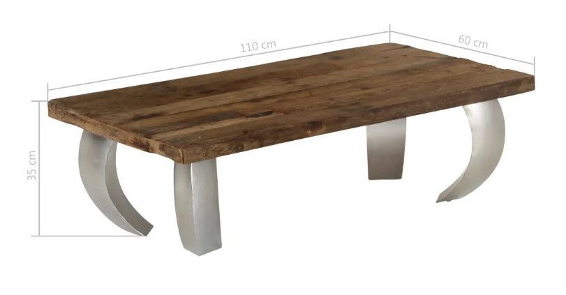 Table basse rectangulaire bois de traverses recyclé et pieds métal gris Mousty - Photo n°8