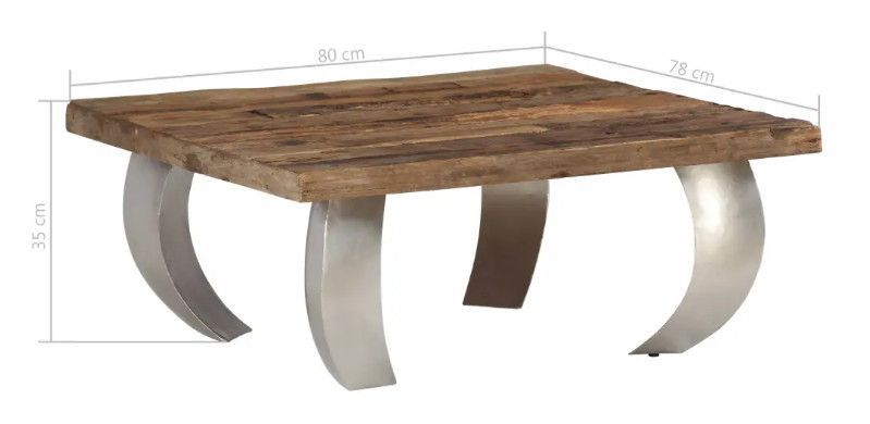 Table basse rectangulaire bois de traverses recyclé et pieds métal gris MoustyL 80 - Photo n°6