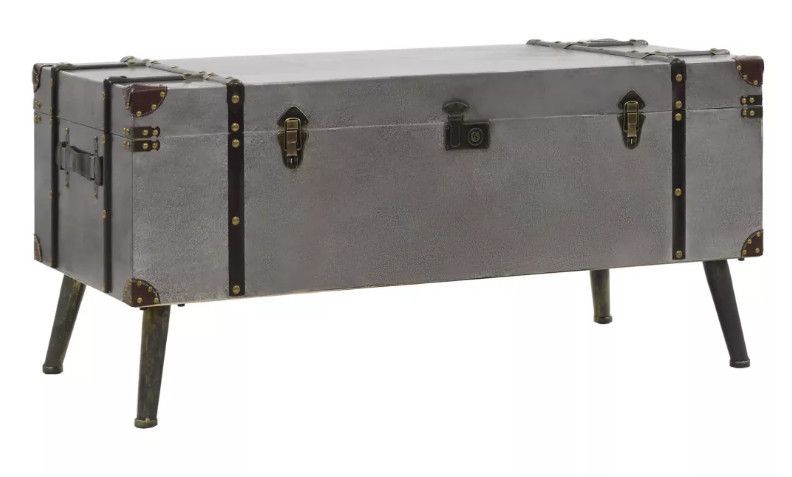 Table basse rectangulaire bois et métal gris Léo - Photo n°1