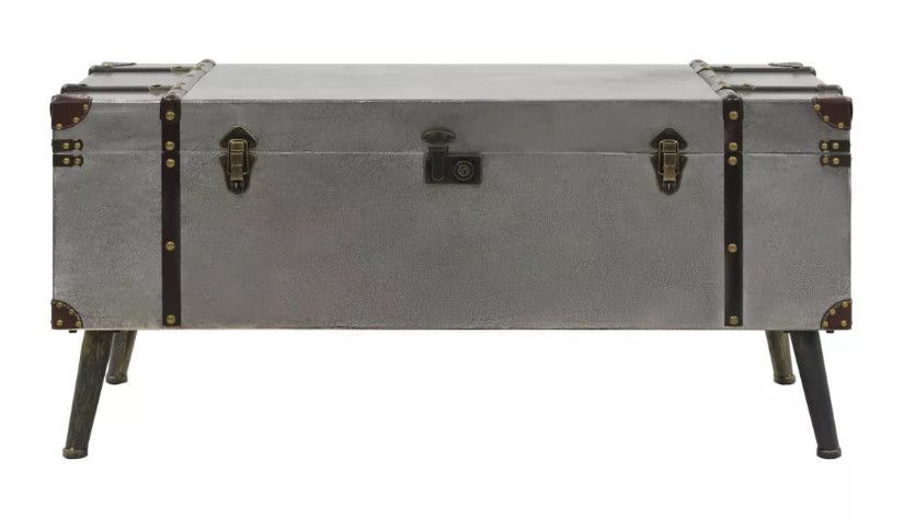 Table basse rectangulaire bois et métal gris Léo - Photo n°2
