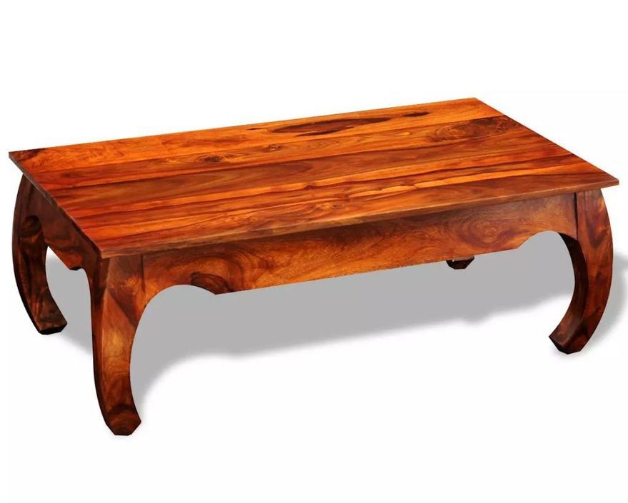Table basse rectangulaire bois foncé de Sesham massif Tropika - Photo n°1