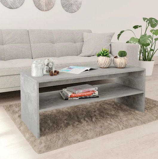 Table basse rectangulaire bois gris béton Sonya - Photo n°2