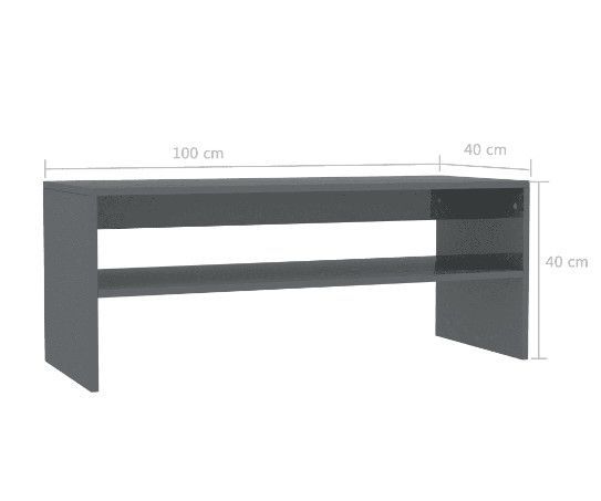Table basse rectangulaire bois gris brillant Sonya - Photo n°6