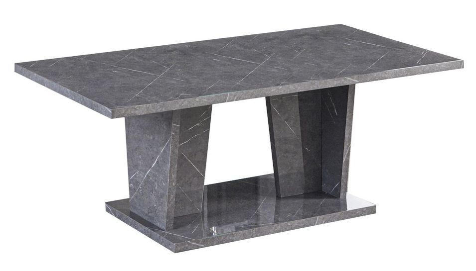Table basse rectangulaire bois gris effet marbre vernis Botela 120 cm - Photo n°1