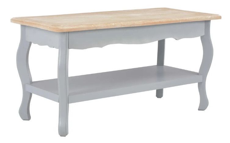 Table basse rectangulaire bois gris et pin massif clair Pamela - Photo n°1