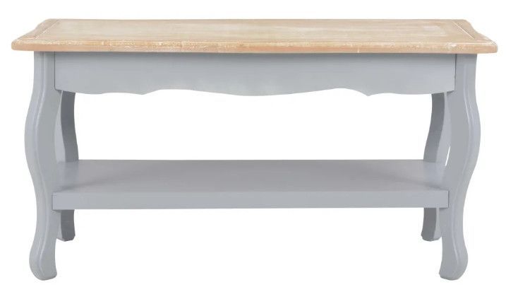 Table basse rectangulaire bois gris et pin massif clair Pamela - Photo n°2