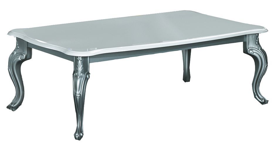 Table basse rectangulaire bois laqué blanc et argent Dannie - Photo n°1