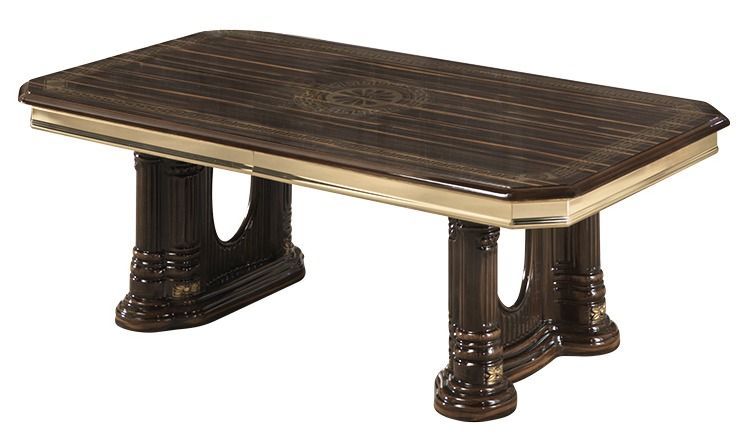 Table basse rectangulaire bois laqué vernis laqué brillant et doré Vinza 130 cm - Photo n°1