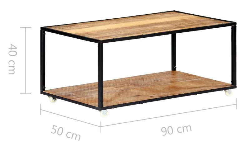 Table basse rectangulaire bois massif clair recyclé et métal noir Souly - Photo n°7