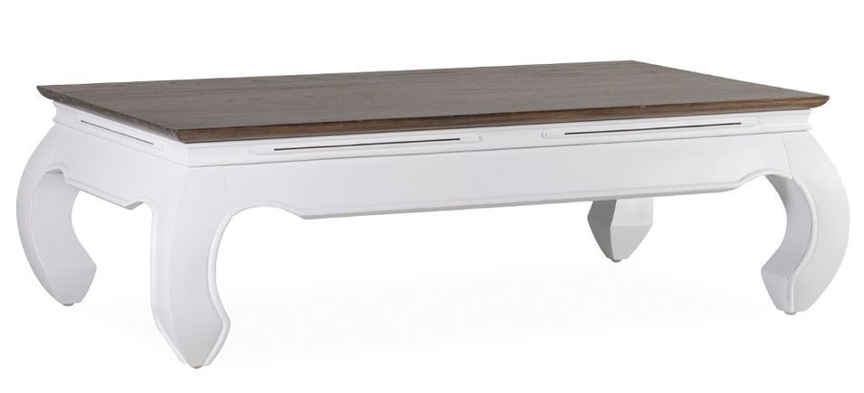 Table basse rectangulaire bois massif de mindi blanc et marron Orpirest 125 cm - Photo n°1