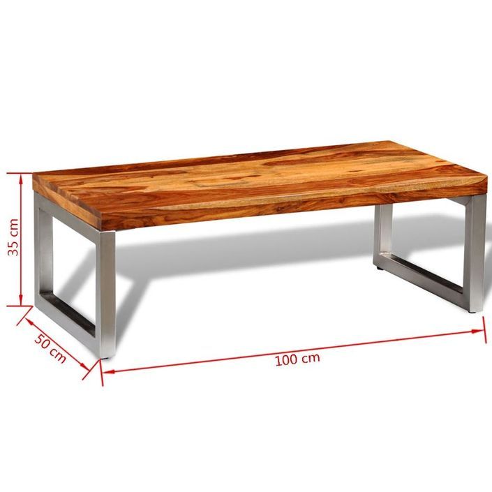Table basse rectangulaire bois massif de Sesham Bouka - Photo n°2
