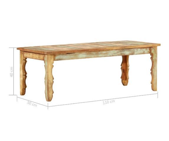 Table basse rectangulaire bois massif recyclé clair Zingo L 110 cm - Photo n°4