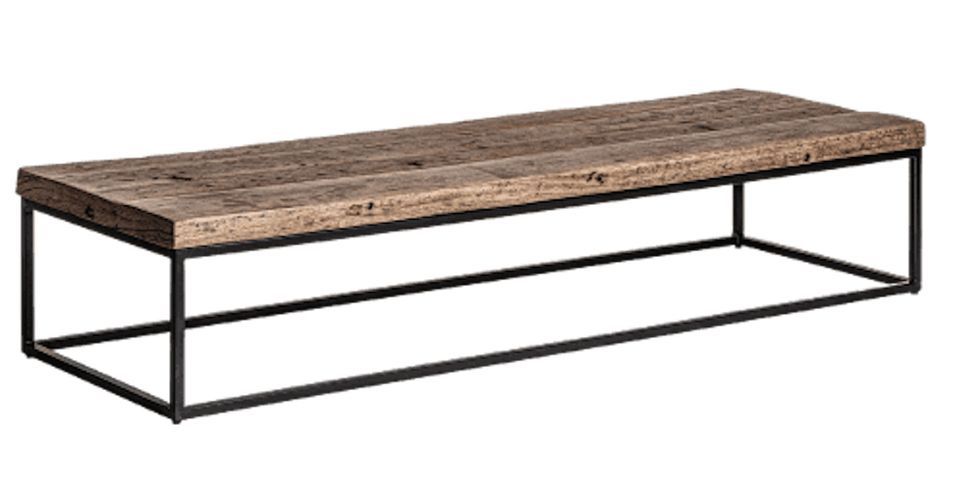Table basse rectangulaire bois massif recyclé et acier noir Wader 180 cm - Photo n°1