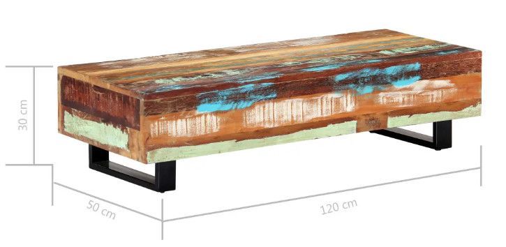 Table basse rectangulaire bois massif recyclé et métal noir Boust 3 - Photo n°6